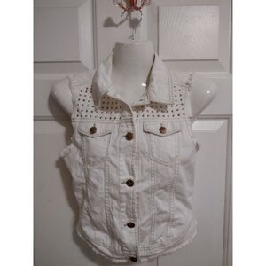 White Y2K Gold Studded Sleeveless Vest Live Out Loud by Selena Gomez Small